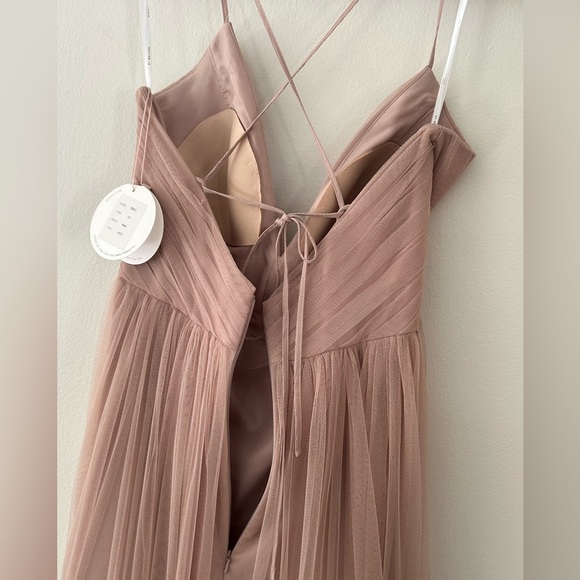 NWT Watters WTOO Lexie - Solid Blush Tulle Gown Lace Up Adjustable Straps - Picture 12 of 14